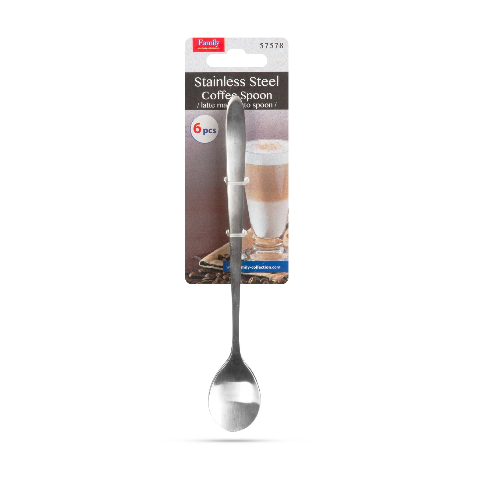 Rozsdamentes acél kávéskanál/latte macchiato – 186×30 mm – 6 db