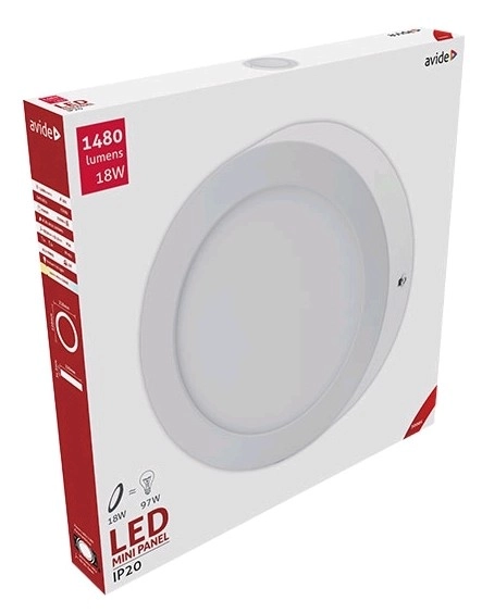 Avide LED Falra Szerelhető Kerek Mennyezeti Lámpa ALU 18W WW 3000K