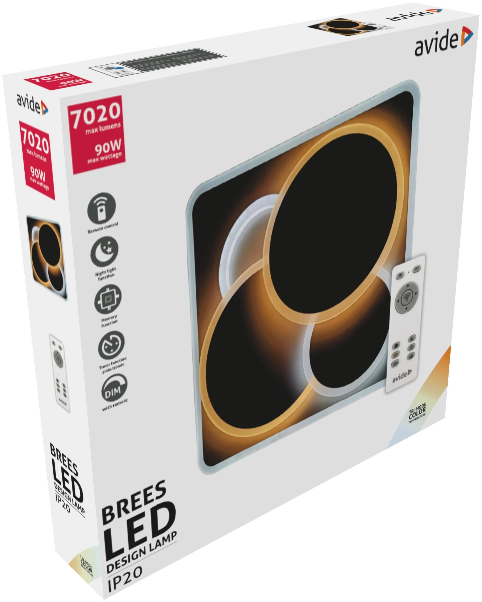 Avide Design Mennyezeti Lámpa Brees 90W (45+45) RF Távirányítóval