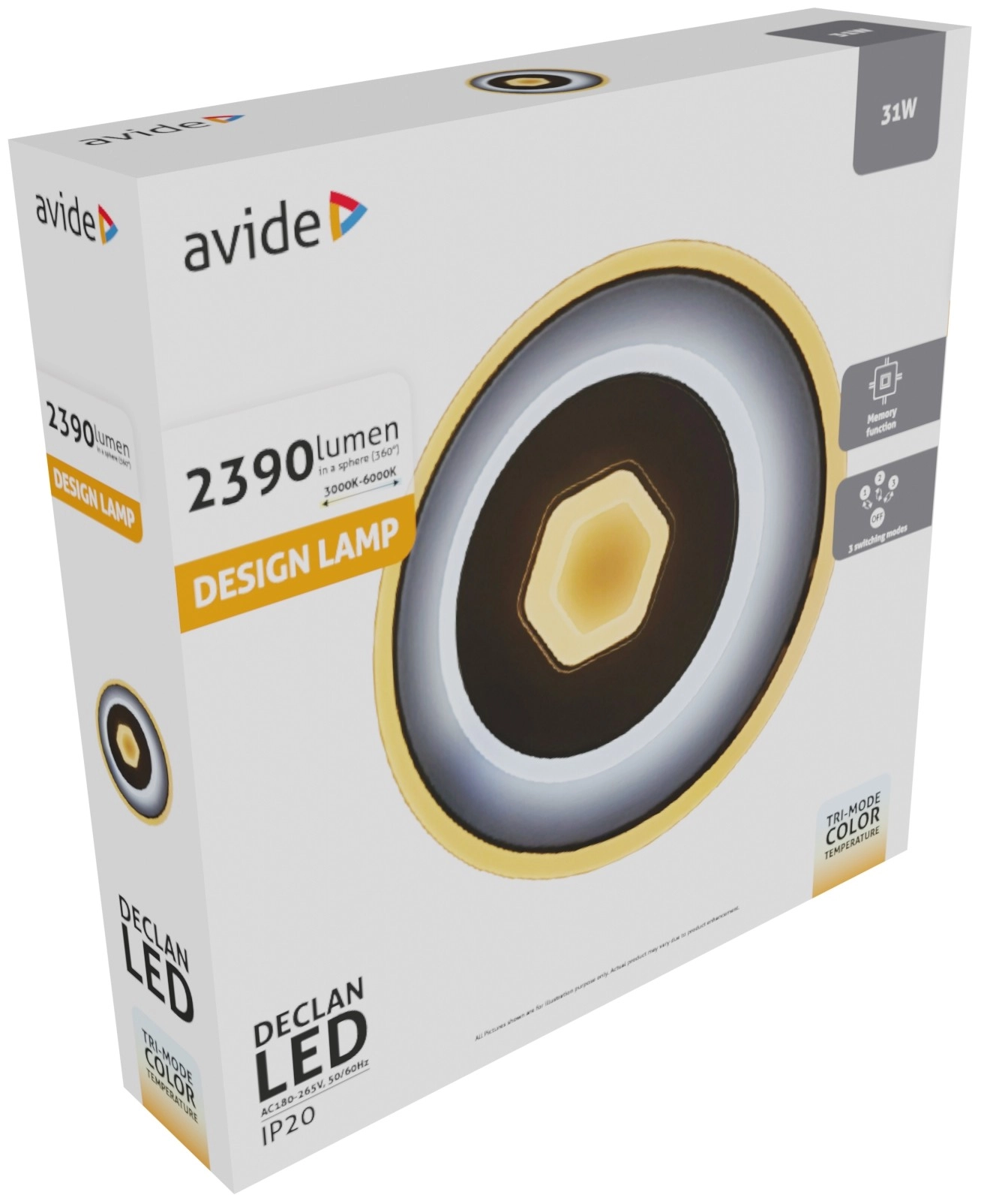 Avide Fali Design Oyster Declan mini 3 kapcsolási mód