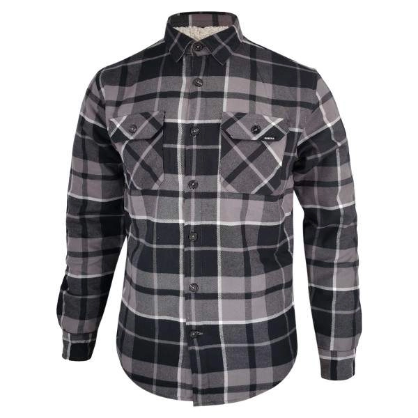 Dressa Vintage Overshirt vastag bélelt kockás férfi flanel favágó ing – szürke