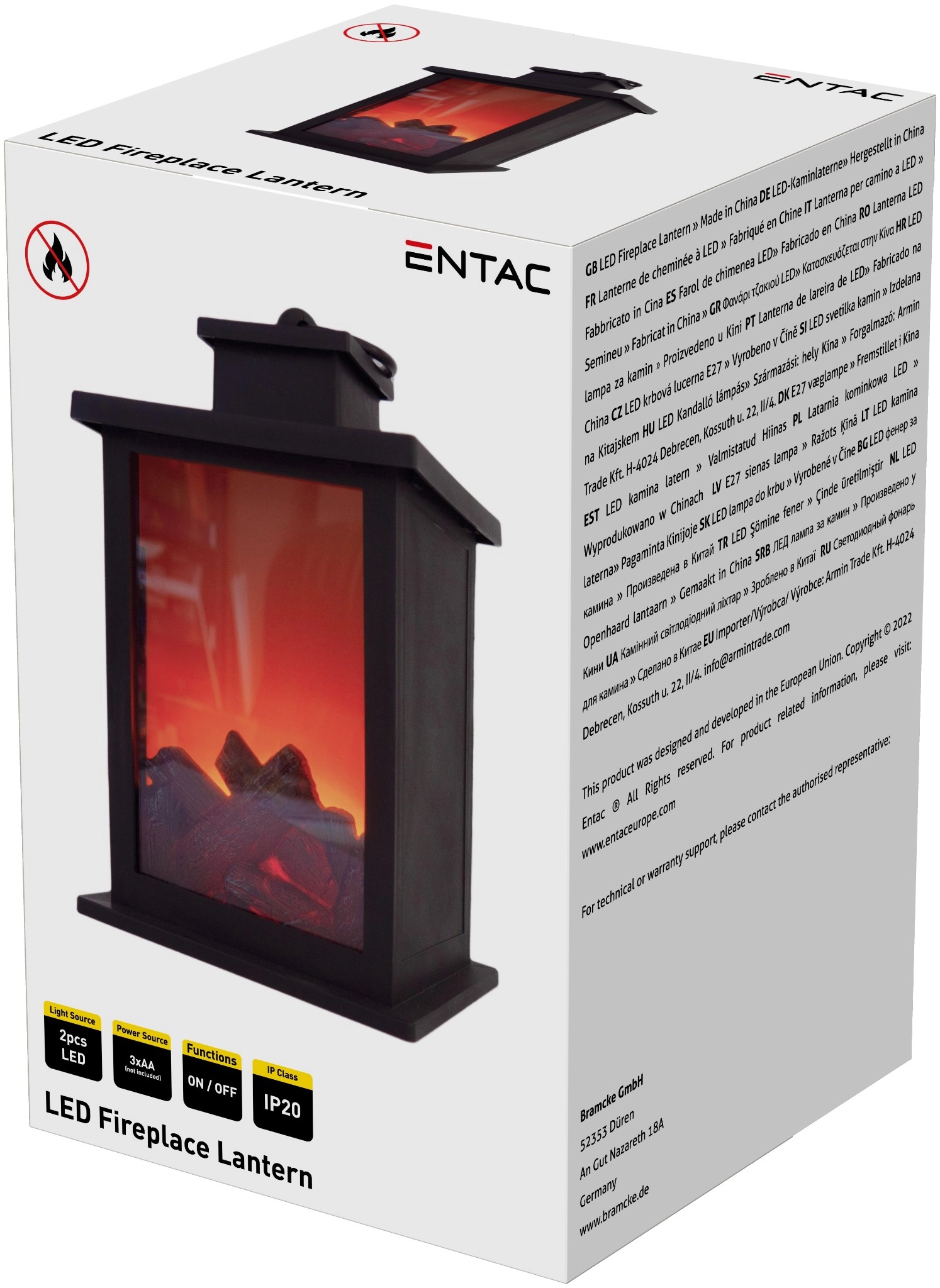 Entac LED Lámpa Kandalló Láng Imitációval 28cm 3xAA nt. ELFL28H