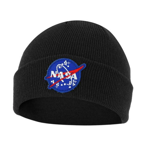 Nasa Insignia hímzett beanie kötött sapka – fekete