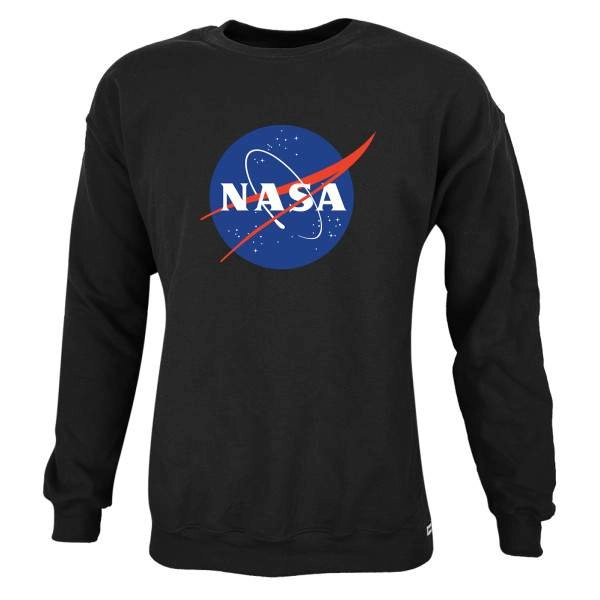 Nasa Insignia környakú pamut pulóver – fekete