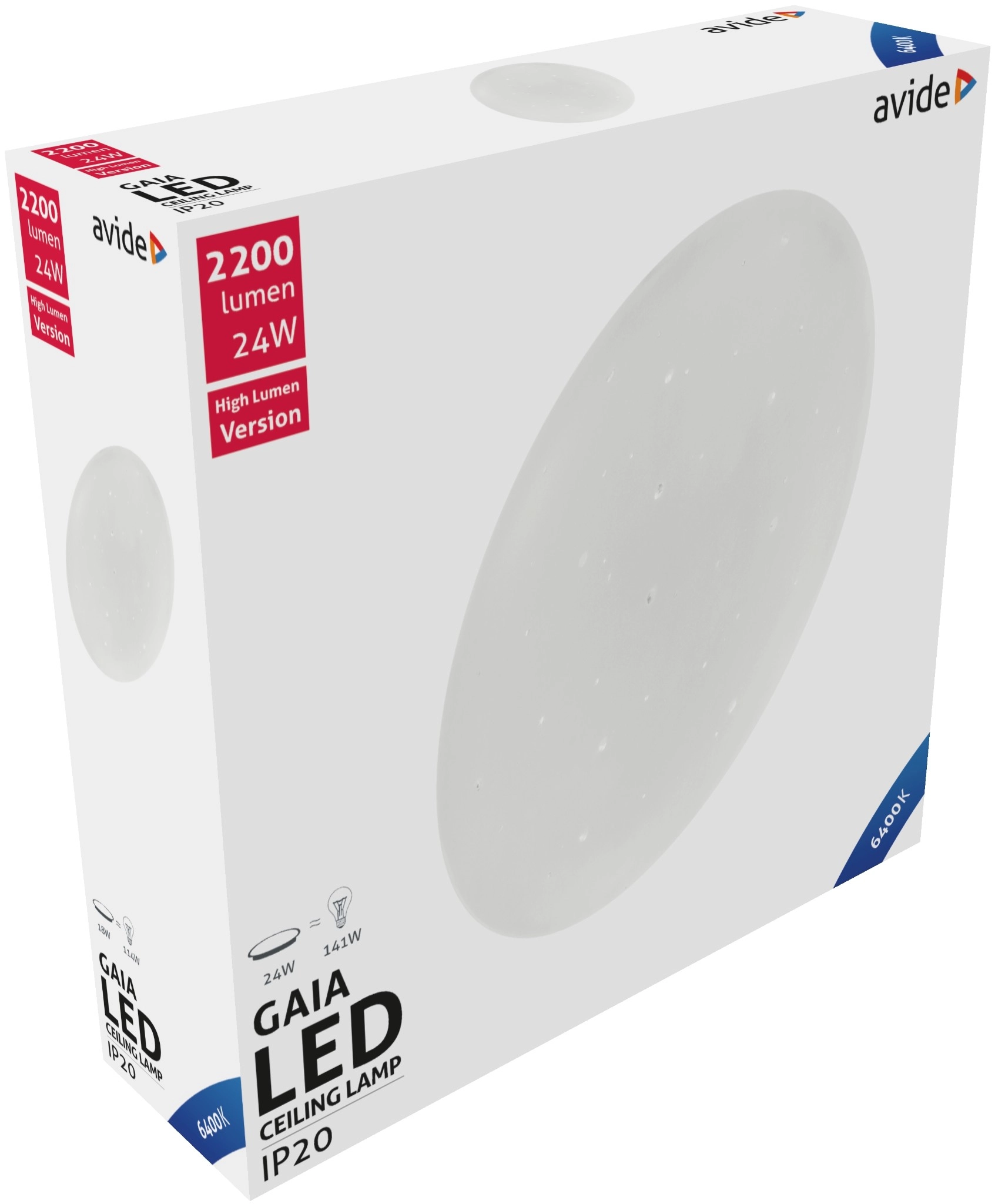 Avide LED Mennyezeti Lámpa Gaia 24W 380*105mm CW 6400K