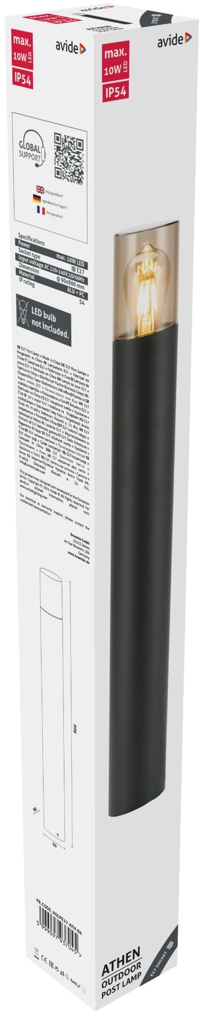 Avide kültéri álló lámpa Athen 1xE27 800mm IP54