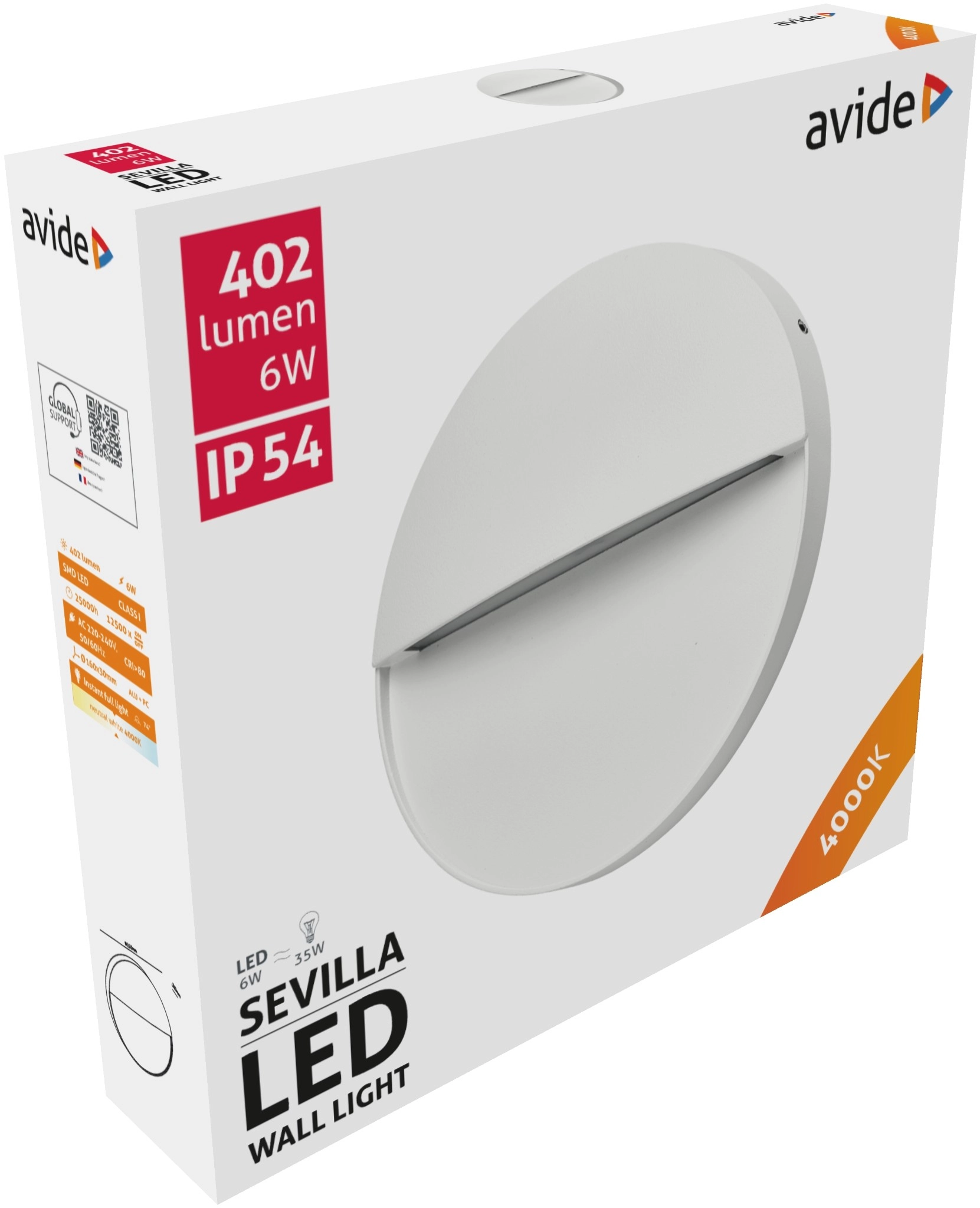 Avide kültéri lépcső lámpa Sevilla LED 6W NW IP54 16cm