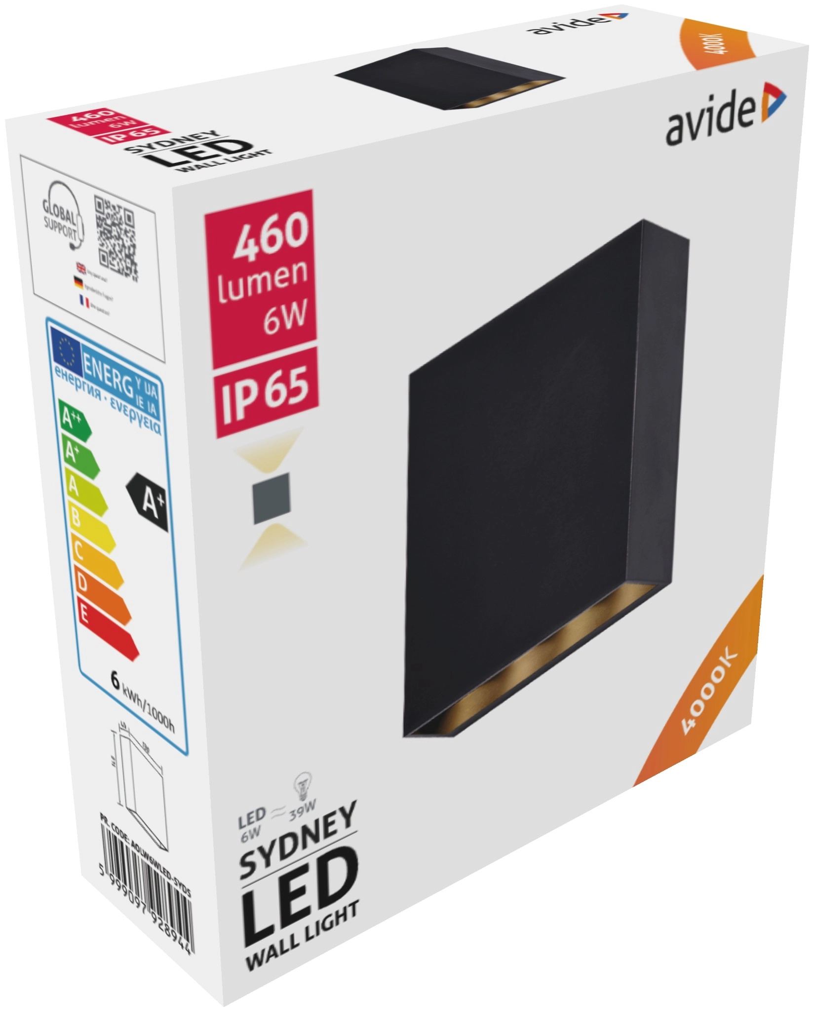 Avide kültéri fali lámpa Sydney 2 irányú LED 6W NW IP65 13cm