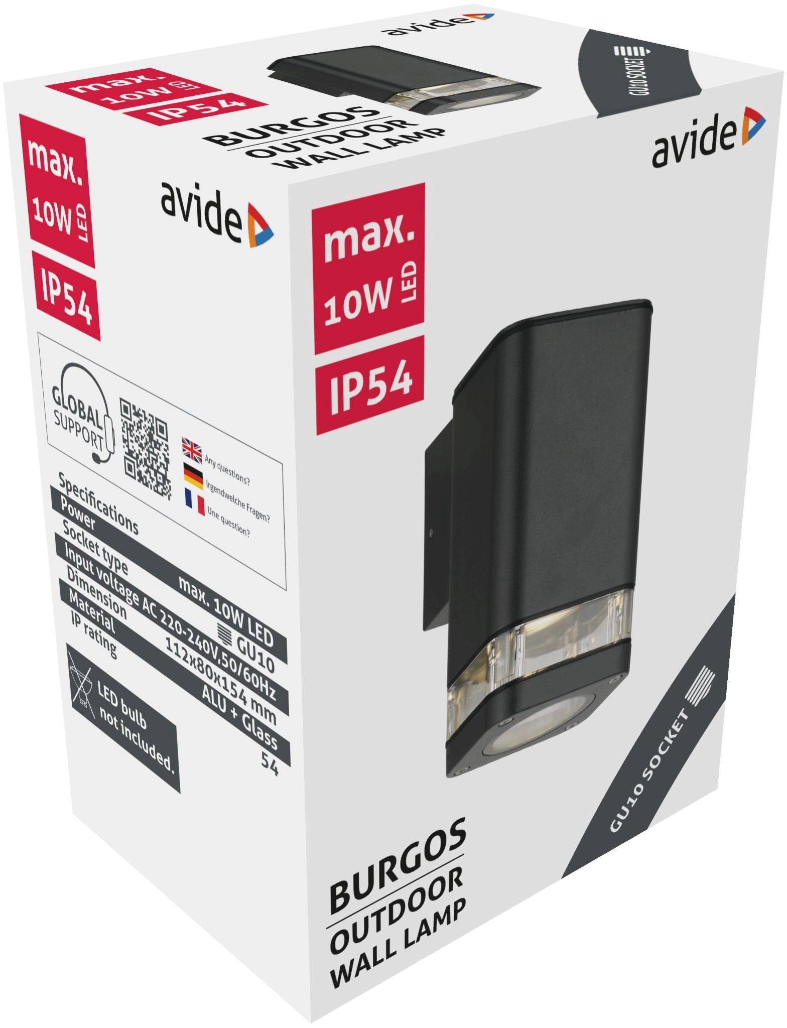 Avide kültéri fali lámpa Burgos 1xGU10 IP54