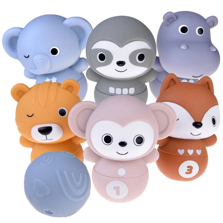 Kisállatos gumi bowling játék számokkal, formákkal