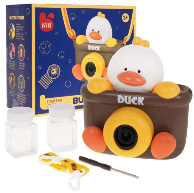 Kacsás fényképezőgép formájú buborékfújó hang- és fényeffektusokkal