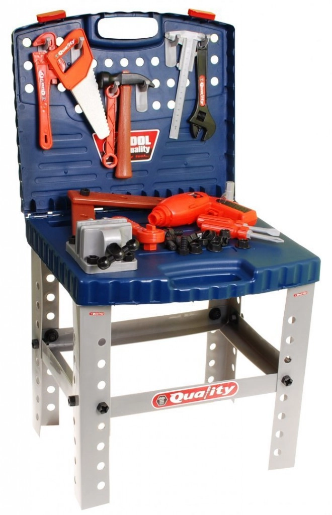 Játék szerszámos barkács szett bőröndben – kék színben