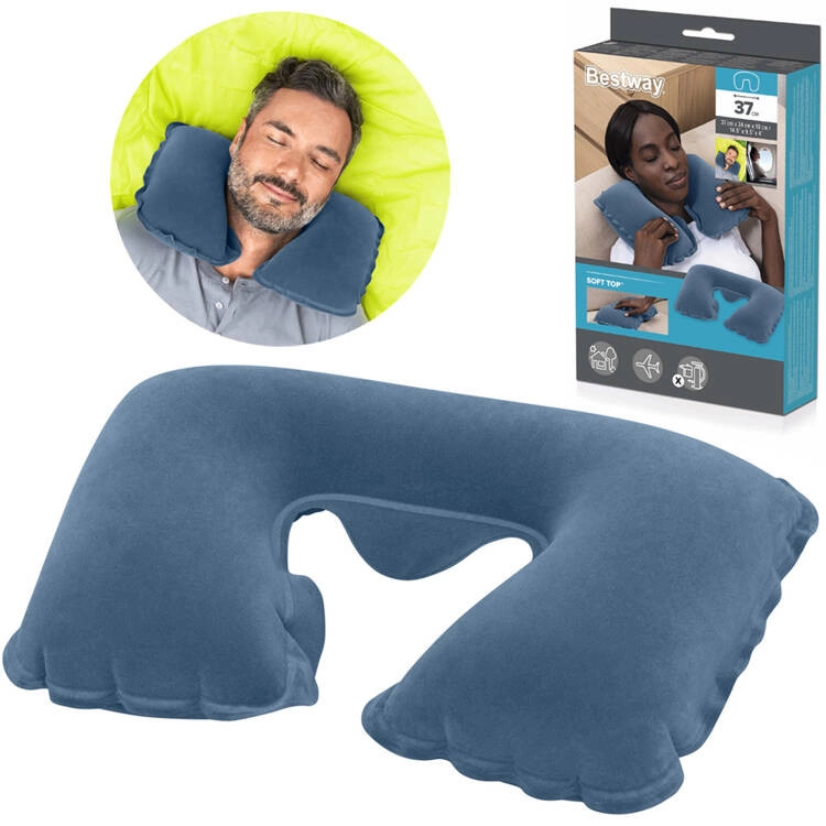 Bestway Flocked Air Neck Rest felfújható nyakpárna kék színben
