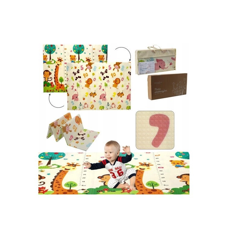 Kétoldalas Játékszőnyeg gyerekeknek – Számok és állatok ( 150x200x1CM )