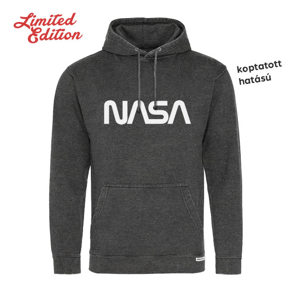 Nasa Worm kenguruzsebes kapucnis pulóver – Limited Edition – szürke