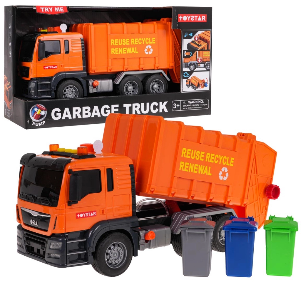 Narancssárga szemeteskocsi hangfunkcióval + tartozékokkal