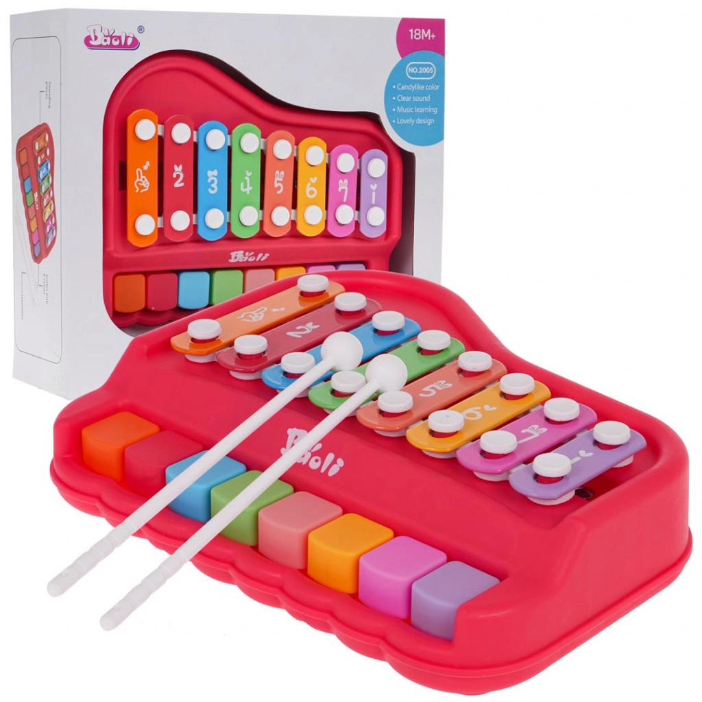 2 az 1-ben xilofon és zongora – piros