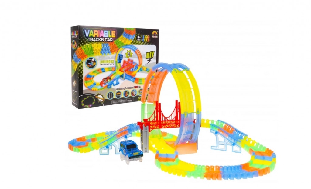 157 építőelemből álló Fluoreszkáló versenypálya