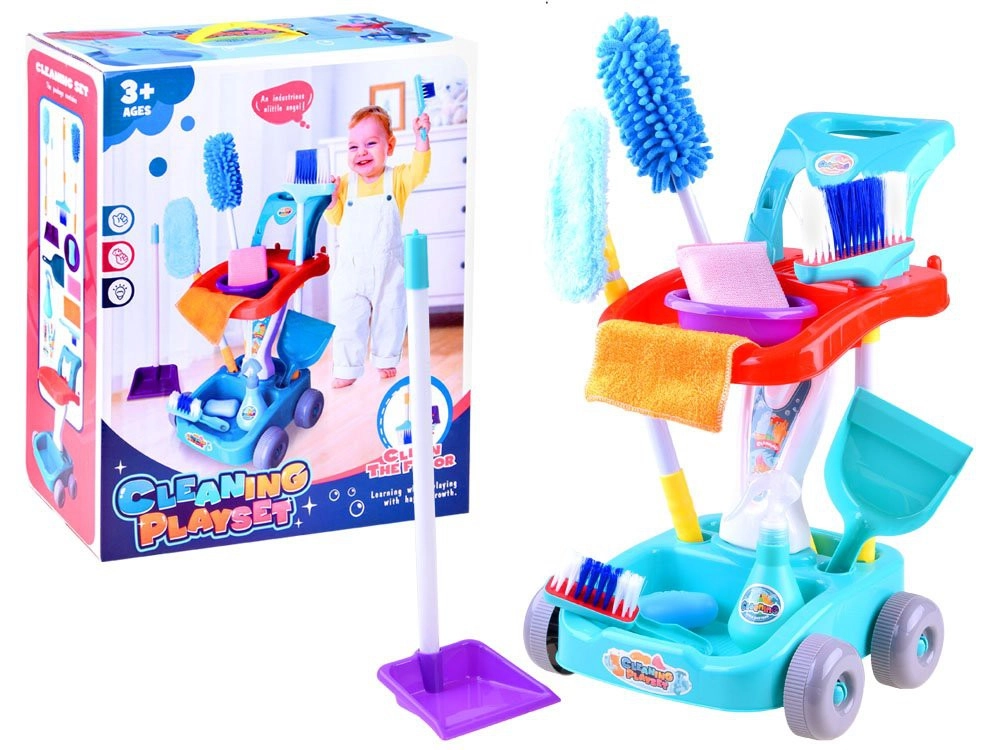 Fiús takarítókocsi szett kék színben