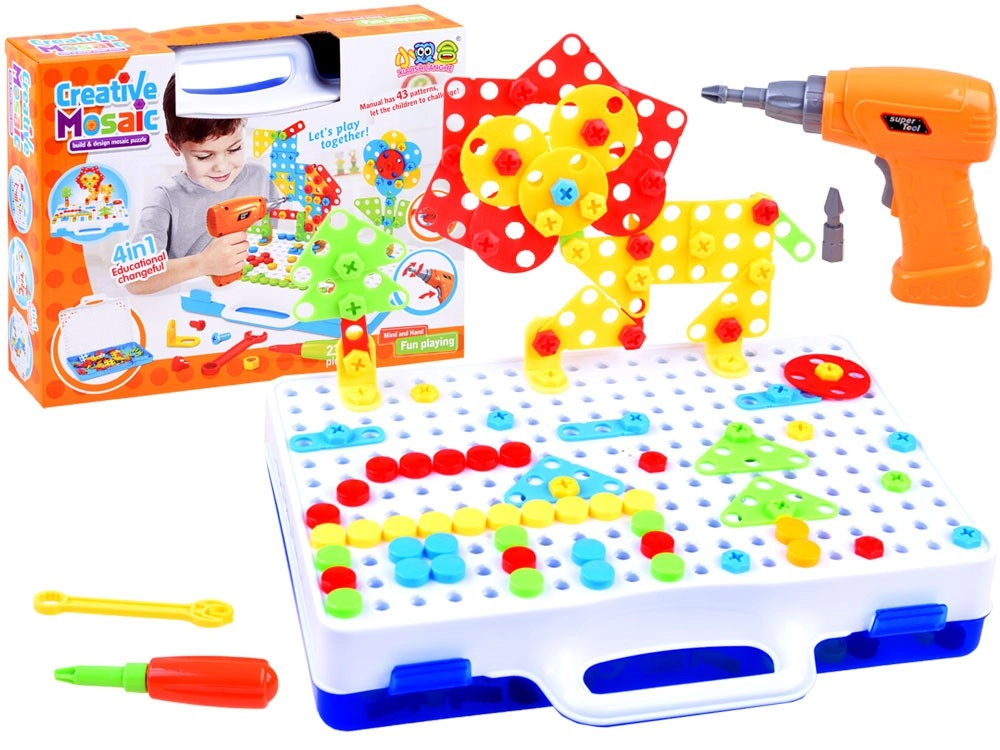 237 darabos kreatív készségfejlesztő játék csavarhúzóval gyerekeknek