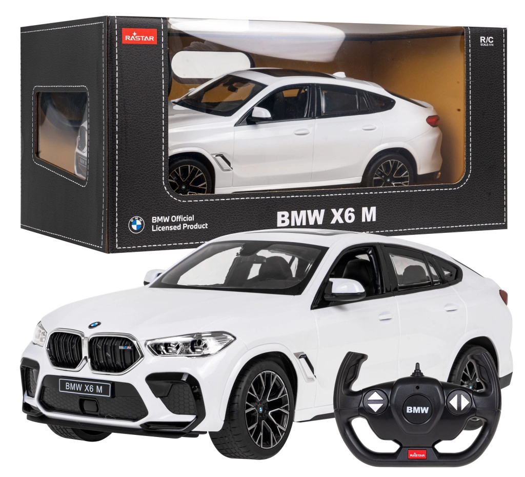 BMW X6 M RASTAR modell 1:14 Távirányítós autó + 2,4 GHz-es távirányító – fehér
