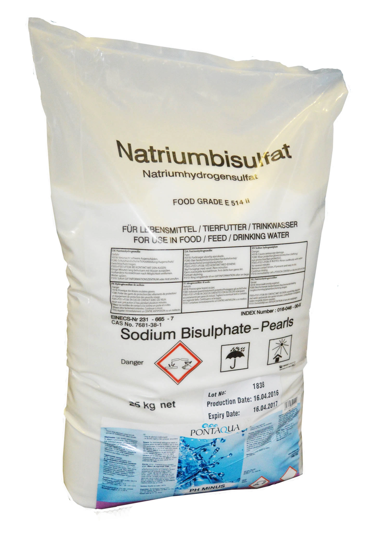 Natriumbisulfat Ph mínusz 25kg – Pontaqua