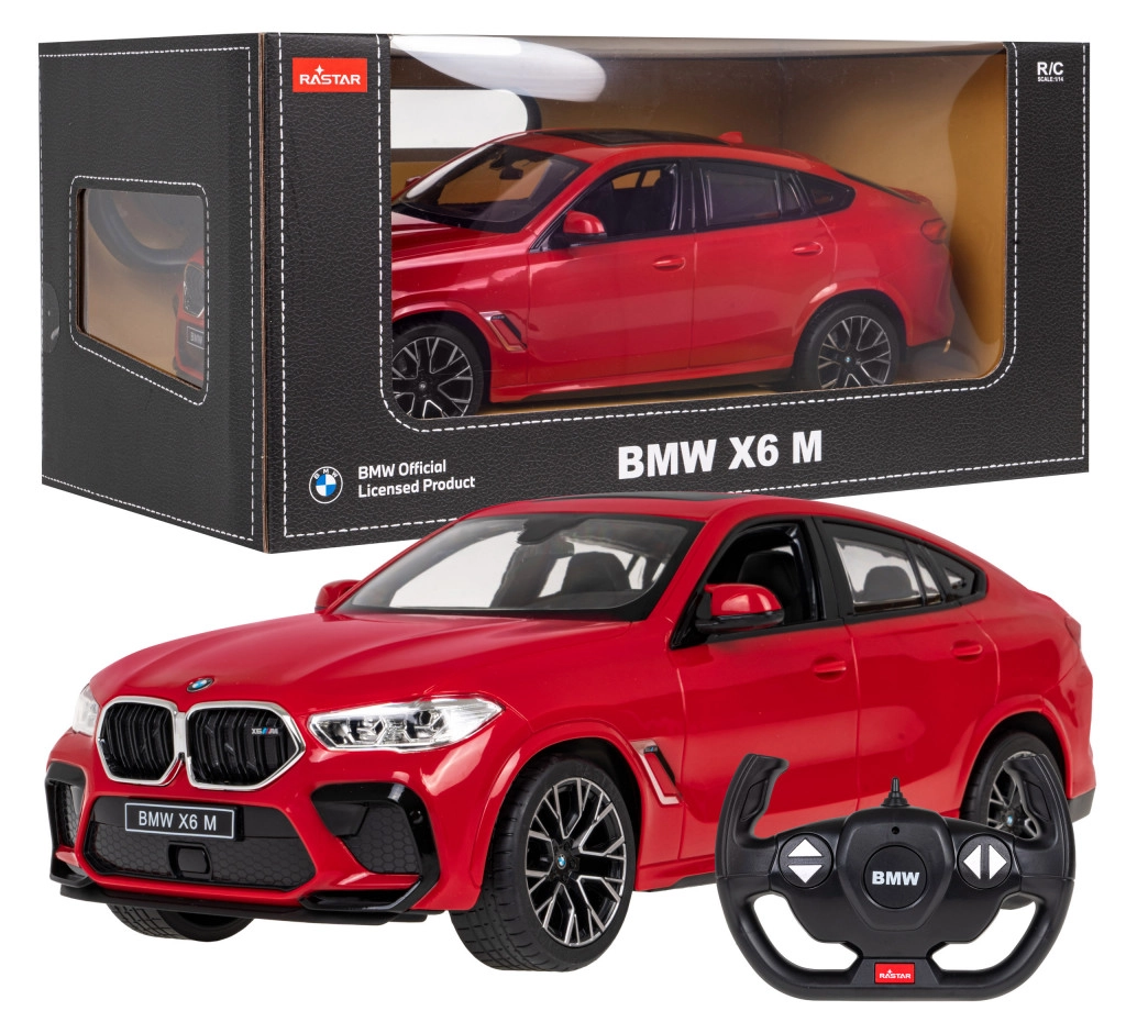 BMW X6 M RASTAR modell 1:14 Távirányítós autó + 2,4 GHz-es távirányító – piros