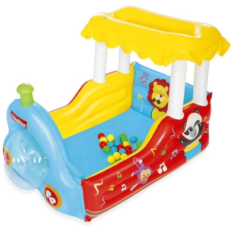 Bestway Fisher Price felfújható mozdony alakú szárazmedence 25 színes labdával