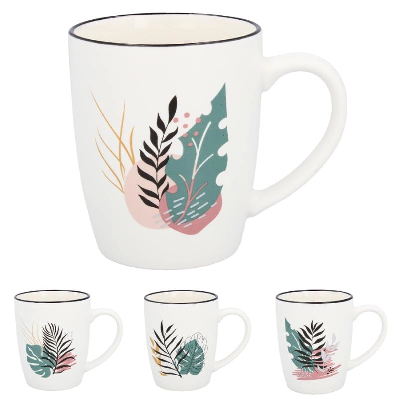 Klasszikus fehér bögre levél mintával 365 ml