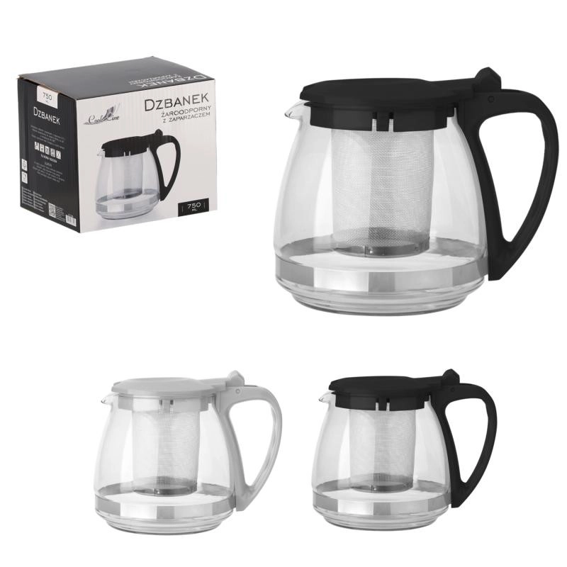 Garden Line hőalló üveg teáskanna, rozsdamentes szűrővel  – 750 ml