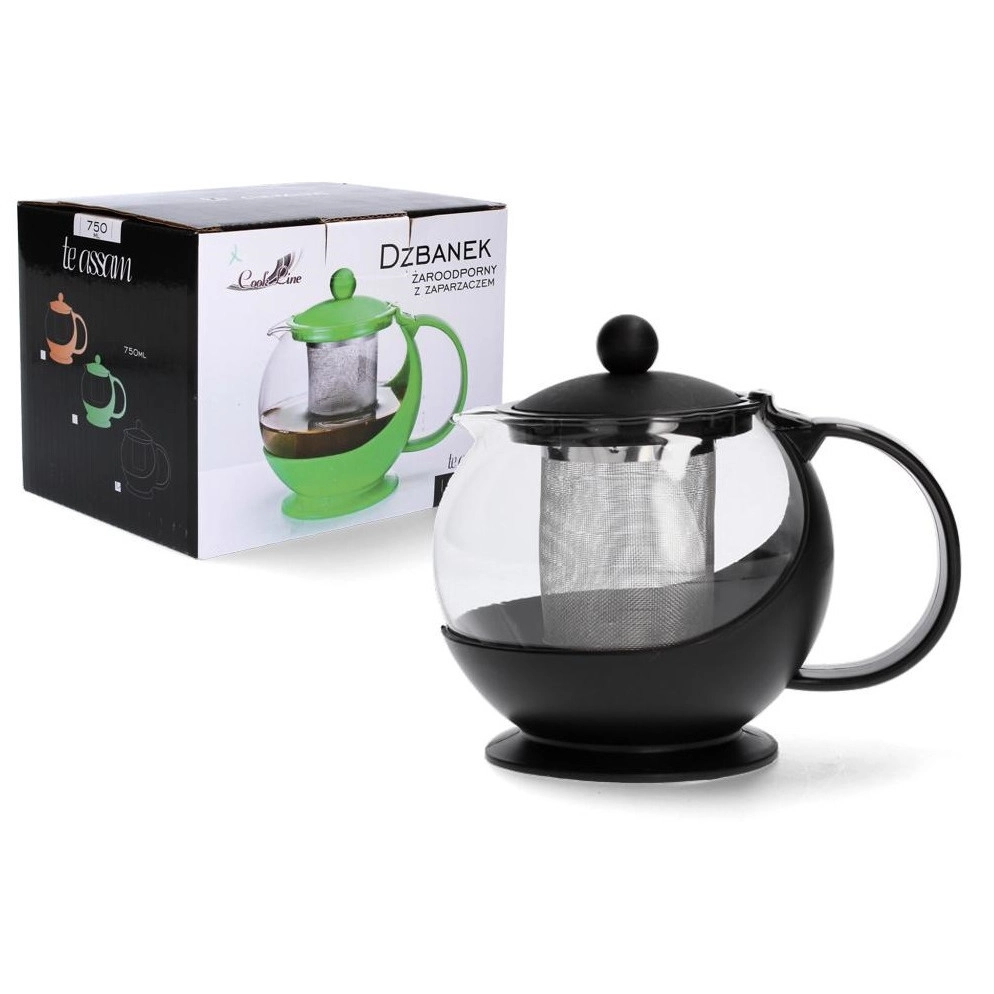 750 ml-es hőálló teáskanna szűrővel zöld színben