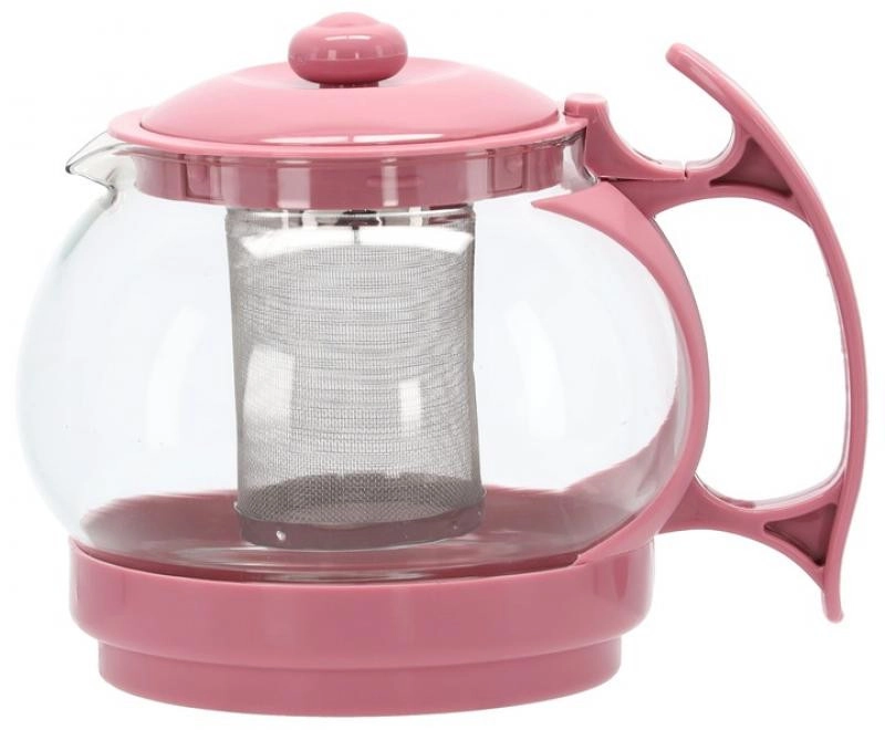 Cook Line hőálló teáskanna szűrővel rózsaszín színben – 750 ml