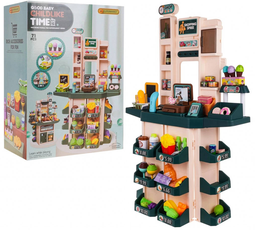 Gazdagon felszerelt üzletpult rengeteg kiegészítővel