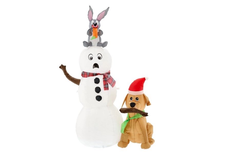 Felfújható hóember nyuszival és kutyával – 180 cm