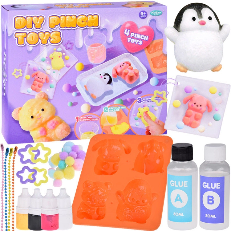 DIY kreatív készlet – STRESSZOLDÓ SLIME ÁLLATOK kulcstartó