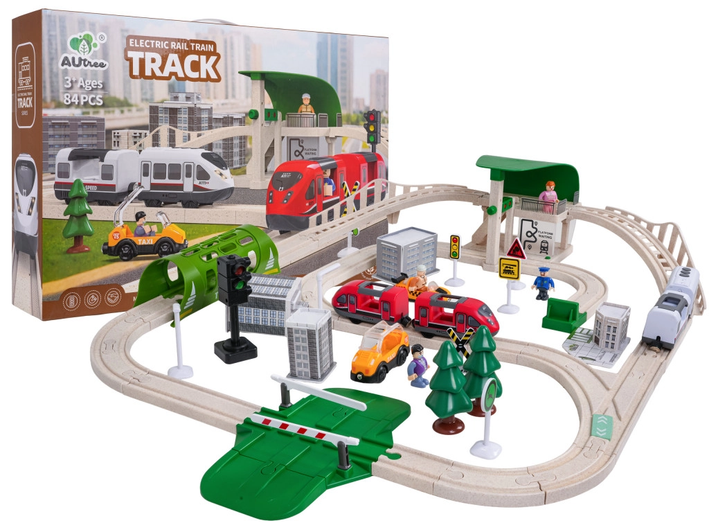 Városi vonat fény- és hangfunkcióval – 80 darabos