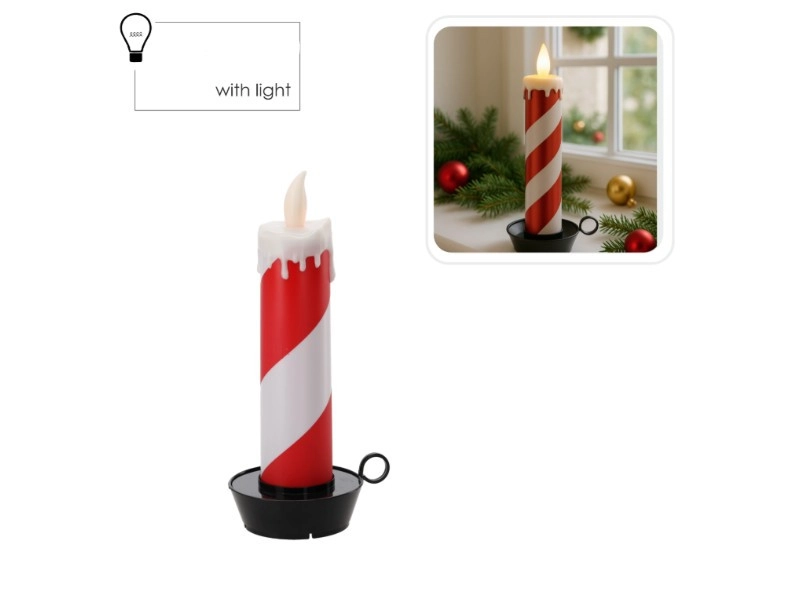 KARÁCSONYI LED GYERTYA 10 x 10 x 27,5 CM FEHÉR-PIROS