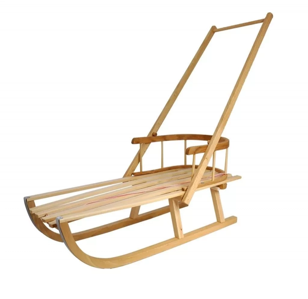 Fa szánkó tolókarral