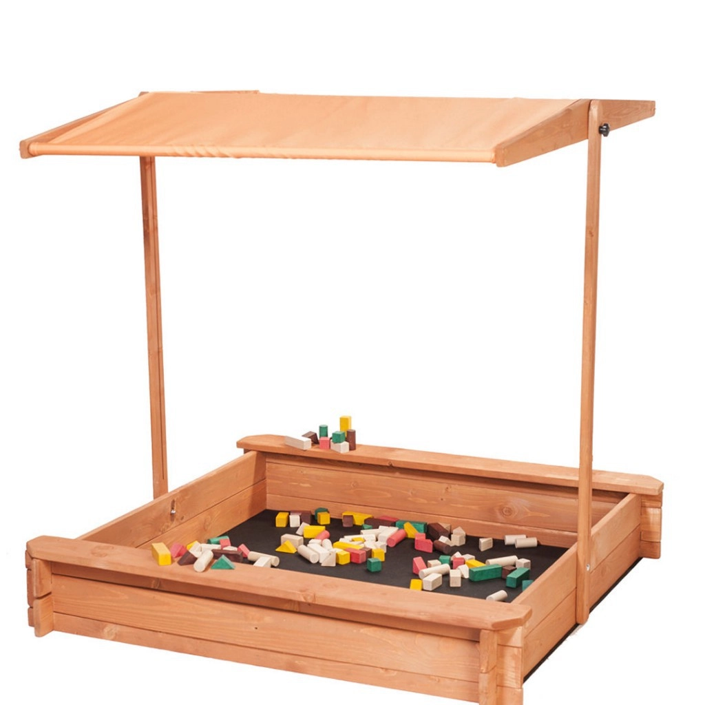 Fa homokozó tetővel (120 cm x 120 cm)