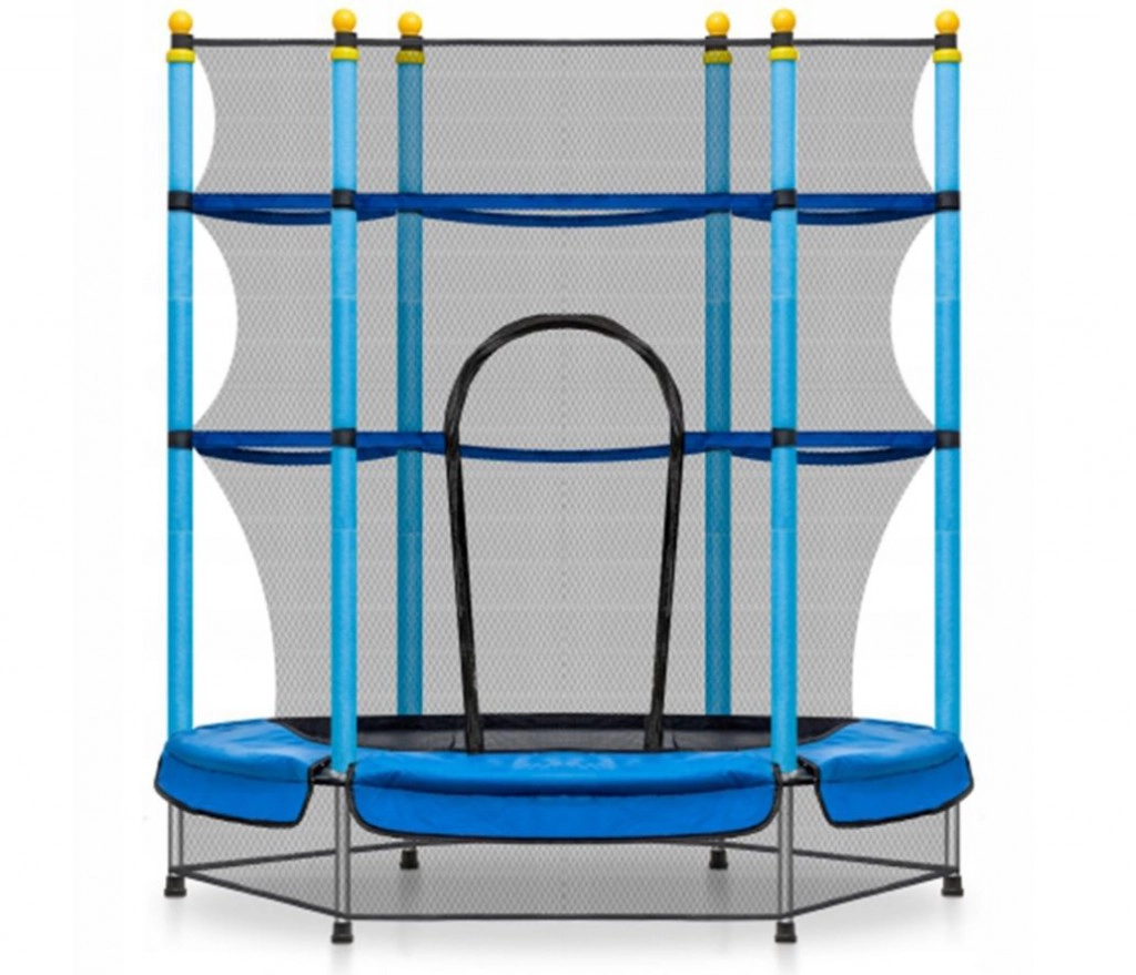 Gyerek trambulin biztonsági hálóval kék színben 165 x 140 cm