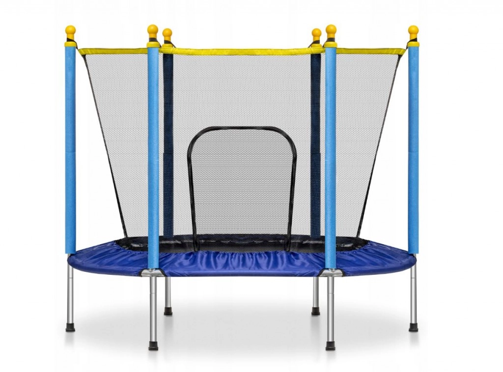 Gyerek trambulin védőhálóval kék színben 140×122 cm