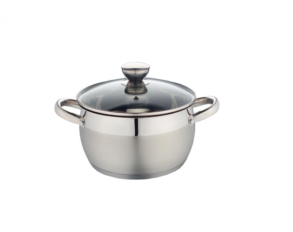 Rozsdamentes edény üveg fedővel -2L 18cm