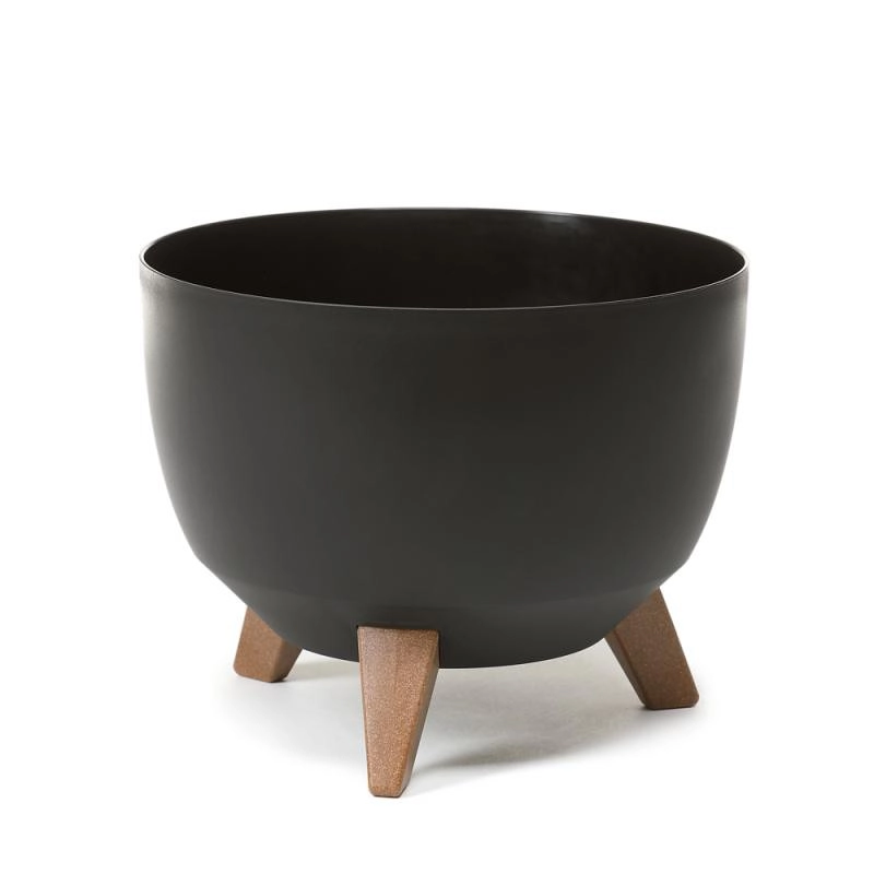 Modern virágcserép speciális betéttel -29cm -Fekete